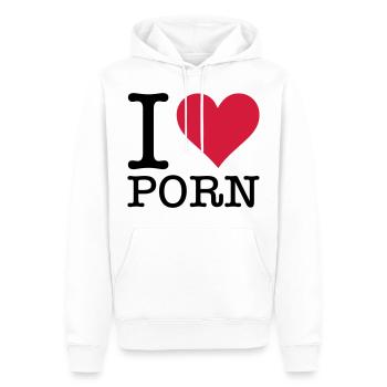 I love porn! - Sweat à capuche Premium bio Homme - blanc - Devant - Nico (187cm)