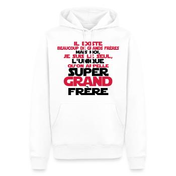 super grand frère le seul - Sweat à capuche Premium bio Homme - blanc - Devant - Nico (187cm)