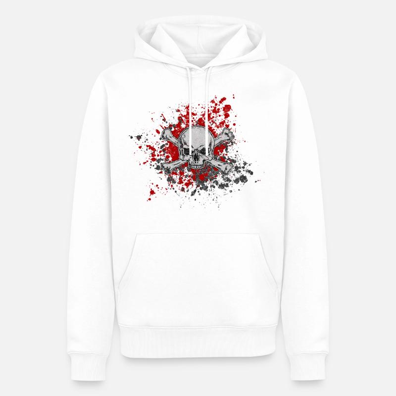 crâne - Sweat à capuche Premium bio Homme - blanc