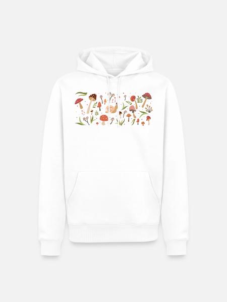 Autumn Snail & Mushrooms (Landscape) - Men’s Premium Organic Hoodie - white