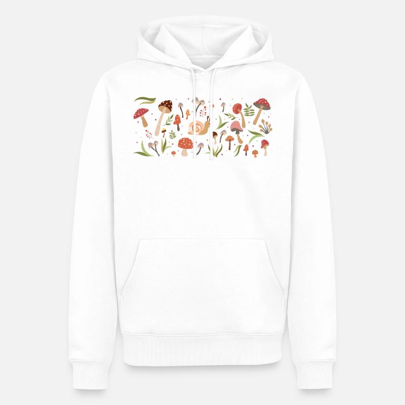Escargot d’automne &Champignons (Paysage) - Sweat à capuche Premium bio Homme - blanc