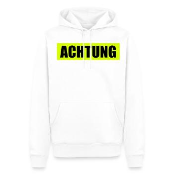 Achtung - Attention - Männer Premium Bio Hoodie - Weiß - Vorne - Nico (187cm)