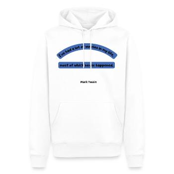 Citation drôle Mark Twain - Sweat à capuche Premium bio Homme - blanc - Devant - Nico (187cm)