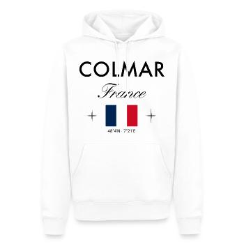 Colmar France coordonne le souvenir de voyage - Sweat à capuche Premium bio Homme - blanc - Devant - Nico (187cm)