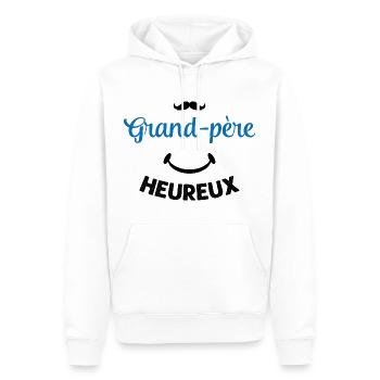 Cadeau drôle grand-père heureux - Sweat à capuche Premium bio Homme - blanc - Devant - Nico (187cm)