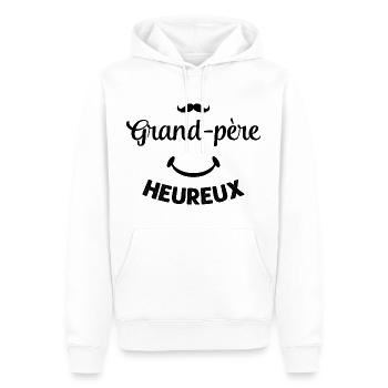 Cadeau drôle grand-père heureux - Sweat à capuche Premium bio Homme - blanc - Devant - Nico (187cm)