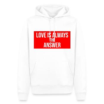 love is always the answer - Men’s Premium Organic Hoodie - white - Front - Nico (187cm)