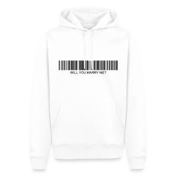 Heiratest du mich Strichcode - Männer Premium Bio Hoodie - Weiß - Vorne - Nico (187cm)