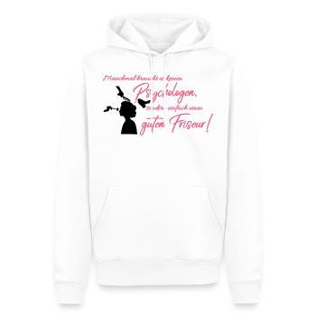 Kein Psychologe, sondern guter Friseur!schwarz - Männer Premium Bio Hoodie - Weiß - Vorne - Nico (187cm)