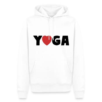 YOGA Herz Asana Liebe - Männer Premium Bio Hoodie - Weiß - Vorne - Nico (187cm)