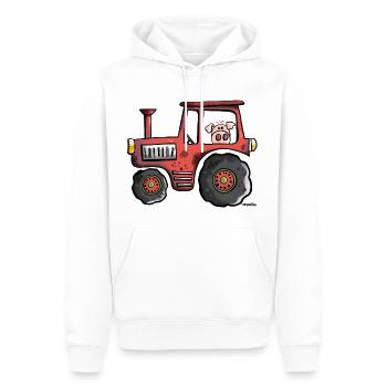 Schwein fährt Traktor - Männer Premium Bio Hoodie - Weiß - Vorne - Nico (187cm)