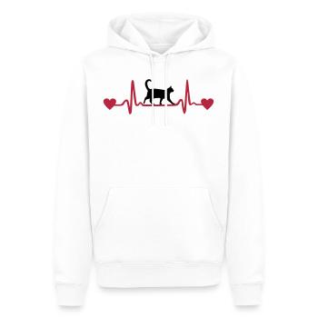 Cat & Heartbeat, Heart - Sweat à capuche Premium bio Homme - blanc - Devant - Nico (187cm)