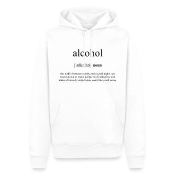 Dictionnaire des définitions de l'alcool - Sweat à capuche Premium bio Homme - blanc - Devant - Nico (187cm)