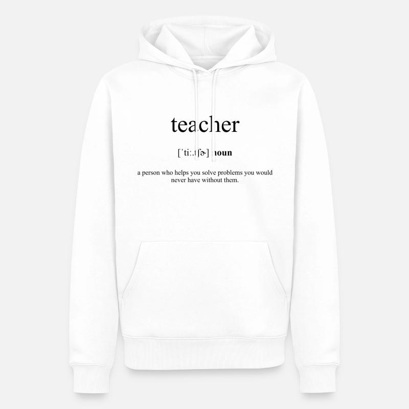 Teacher (Lehrer) Definition Dictionary. - Männer Premium Bio Hoodie - Weiß