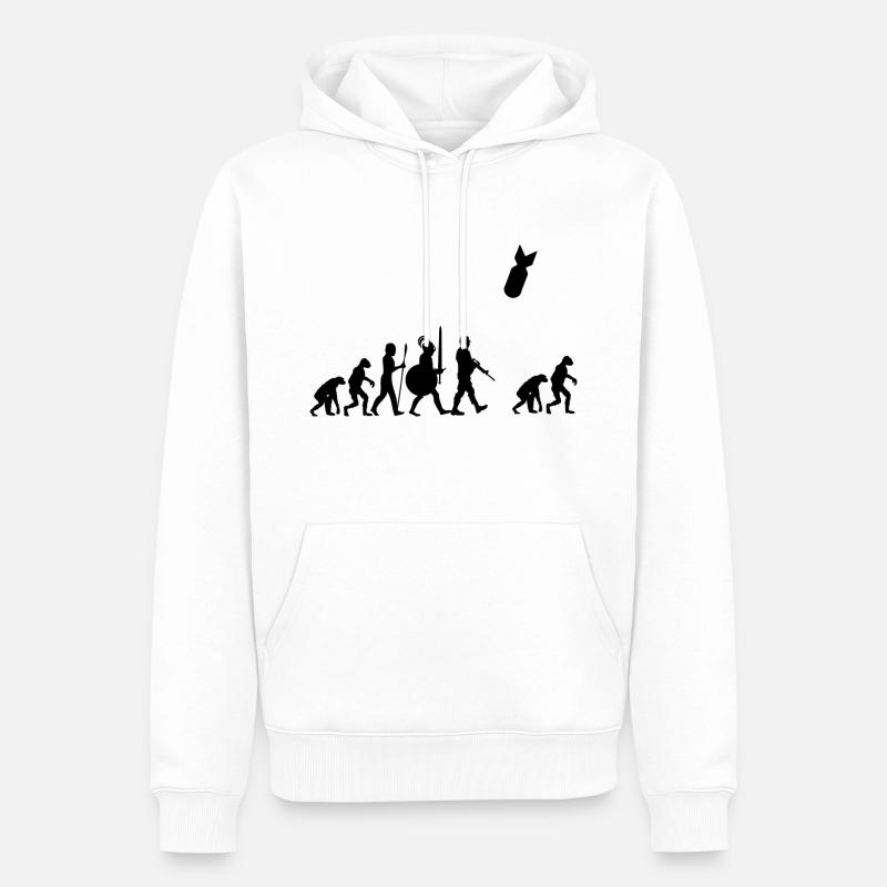 Human Evolution, NUKE, Restart Evolution - Männer Premium Bio Hoodie - Weiß