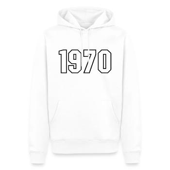 T-shirt né en 1970 - Sweat à capuche Premium bio Homme - blanc - Devant - Nico (187cm)