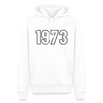 T-shirt né en 1973 - Sweat à capuche Premium bio Homme - blanc - Devant - Nico (187cm)