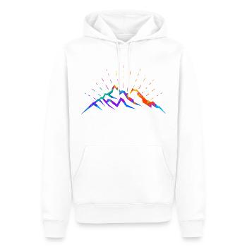 Berg Berge Bergsilhouette Wanderer Bergsteiger - Männer Premium Bio Hoodie - Weiß - Vorne - Nico (187cm)