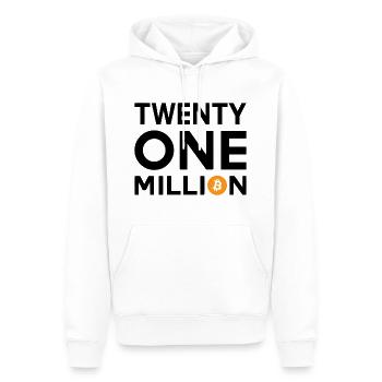 Bitcoin Vingt et un millions - Sweat à capuche Premium bio Homme - blanc - Devant - Nico (187cm)