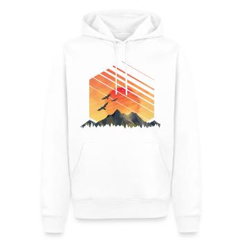 Coucher du soleil des montagnes - Sweat à capuche Premium bio Homme - blanc - Devant - Nico (187cm)