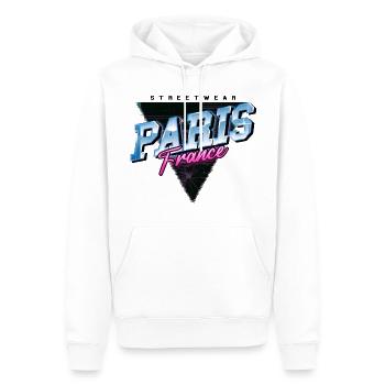Paris France City Skyline Vintage Rétro - Sweat à capuche Premium bio Homme - blanc - Devant - Nico (187cm)