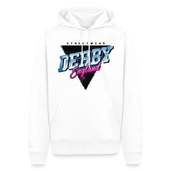 Derby Angleterre UK City Skyline Vintage Rétro - Sweat à capuche Premium bio Homme - blanc - Devant - Nico (187cm)