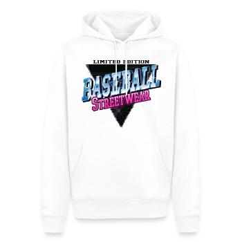 Baseball Sport Schrift Vintage Retro Streetwear - Männer Premium Bio Hoodie - Weiß - Vorne - Nico (187cm)