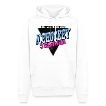 Ice Hockey Sport Neon Vintage Retro Streetwear - Men’s Premium Organic Hoodie - white - Front - Nico (187cm)
