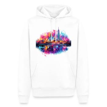 Bangkok Thailand Skyline Stadt Asien Neon Bunt - Männer Premium Bio Hoodie - Weiß - Vorne - Nico (187cm)