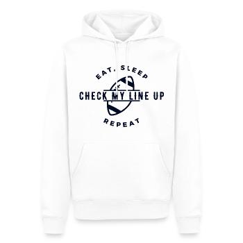 Manger Dormir Vérifier ma composition Répéter Fantasy Football - Sweat à capuche Premium bio Homme - blanc - Devant - Nico (187cm)