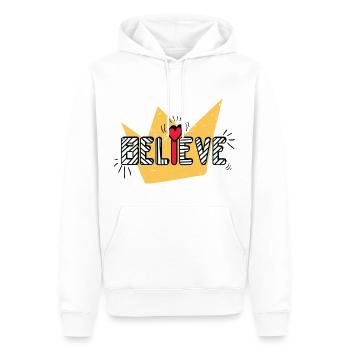 Believe Love aime la croyance - Sweat à capuche Premium bio Homme - blanc - Devant - Nico (187cm)