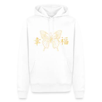 Papillon - Bonheur - Sweat à capuche Premium bio Homme - blanc - Devant - Nico (187cm)