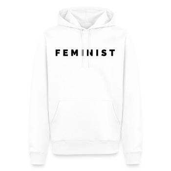 LE T-SHIRT DE MODE - NOIR FÉMINISTE - Sweat à capuche Premium bio Homme - blanc - Devant - Nico (187cm)