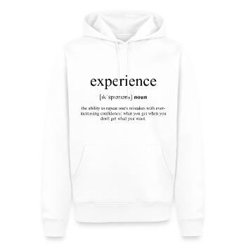 Experience | Erfahrung Definition Dictionary - Männer Premium Bio Hoodie - Weiß - Vorne - Nico (187cm)