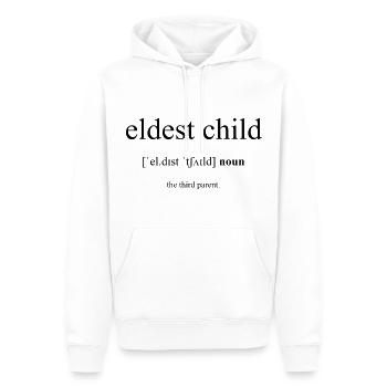 Eldest Child | Ältestes Kind Definition Dictionary - Männer Premium Bio Hoodie - Weiß - Vorne - Nico (187cm)
