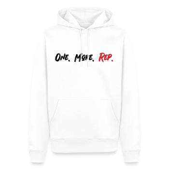 One More Rep! - Powerlifting, Bodybuilding, Gym - Männer Premium Bio Hoodie - Weiß - Vorne - Nico (187cm)