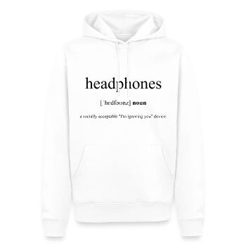 Headphones | Kopfhörer Definition Dictionary - Männer Premium Bio Hoodie - Weiß - Vorne - Nico (187cm)