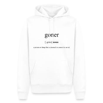 Goner | Totgeweihter Definition Dictionary - Männer Premium Bio Hoodie - Weiß - Vorne - Nico (187cm)