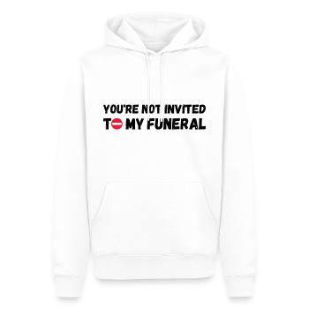 Vous n’êtes pas invité à mes funérailles - Sweat à capuche Premium bio Homme - blanc - Devant - Nico (187cm)