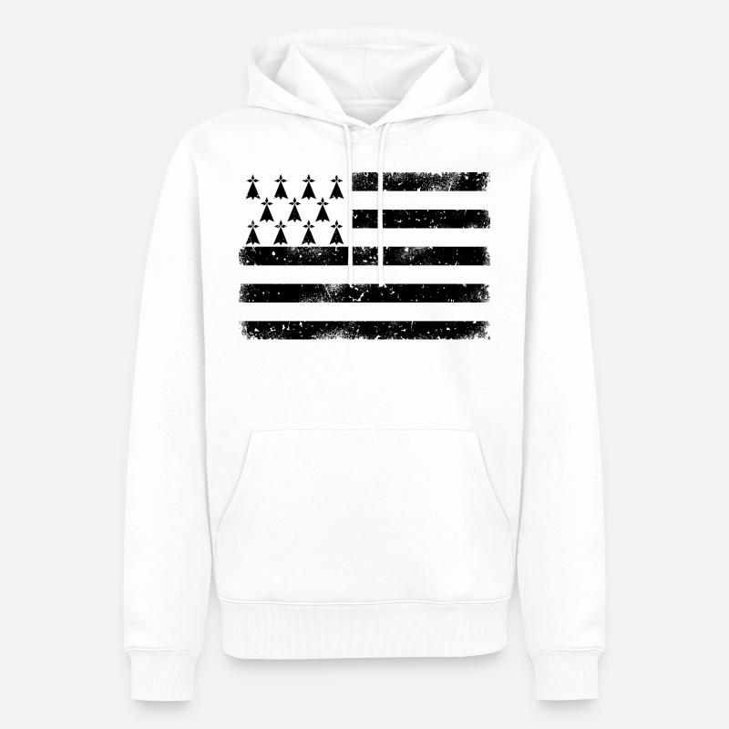Drapeau Bretagne VINTAGE - Sweat à capuche Premium bio Homme - blanc