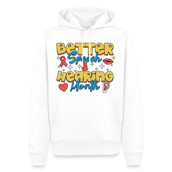 SLP Besseres Bewusstsein für Sprach- und Hörbewusstsein - Männer Premium Bio Hoodie - Weiß - Vorne - Nico (187cm)
