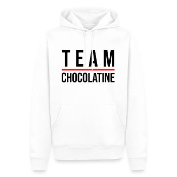 Team chocolatine - Sweat à capuche Premium bio Homme - blanc - Devant - Nico (187cm)