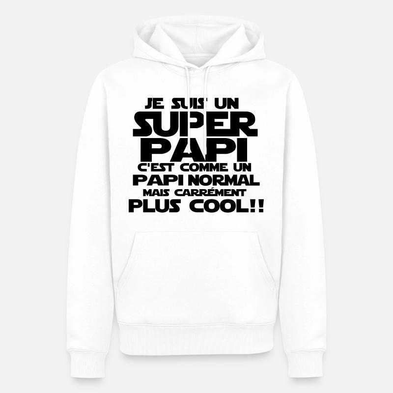 un papi carrément plus cool - Sweat à capuche Premium bio Homme - blanc
