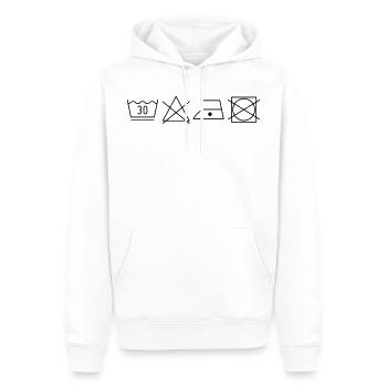 Waschanleitung Textilpflegesymbole Wäschesymbole - Männer Premium Bio Hoodie - Weiß - Vorne - Nico (187cm)