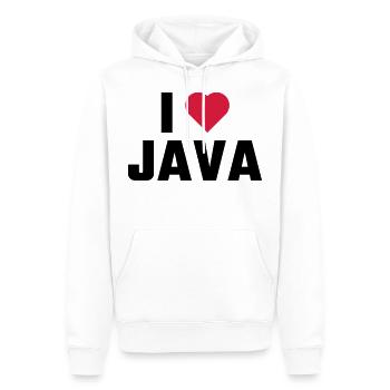 Ich liebe Java - Männer Premium Bio Hoodie - Weiß - Vorne - Nico (187cm)