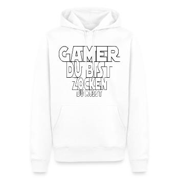 Gamer du bist Zocken du musst - Gamer Shirt - Männer Premium Bio Hoodie - Weiß - Vorne - Nico (187cm)