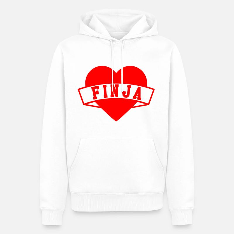Finja Herzen - Sweat à capuche Premium bio Homme - blanc