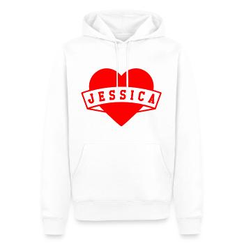 Jessica Herzen - Männer Premium Bio Hoodie - Weiß - Vorne - Nico (187cm)