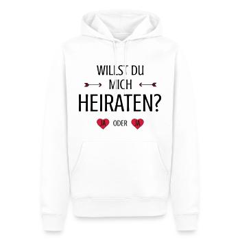 Willst Du mich heiraten Hochzeitsantrag Spruch - Männer Premium Bio Hoodie - Weiß - Vorne - Nico (187cm)