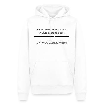 unterm Strich ist alles besser - Männer Premium Bio Hoodie - Weiß - Vorne - Nico (187cm)